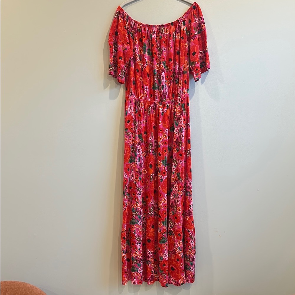 LASCANA Women's Off Shoulder Printed Maxi Dress - size 40
